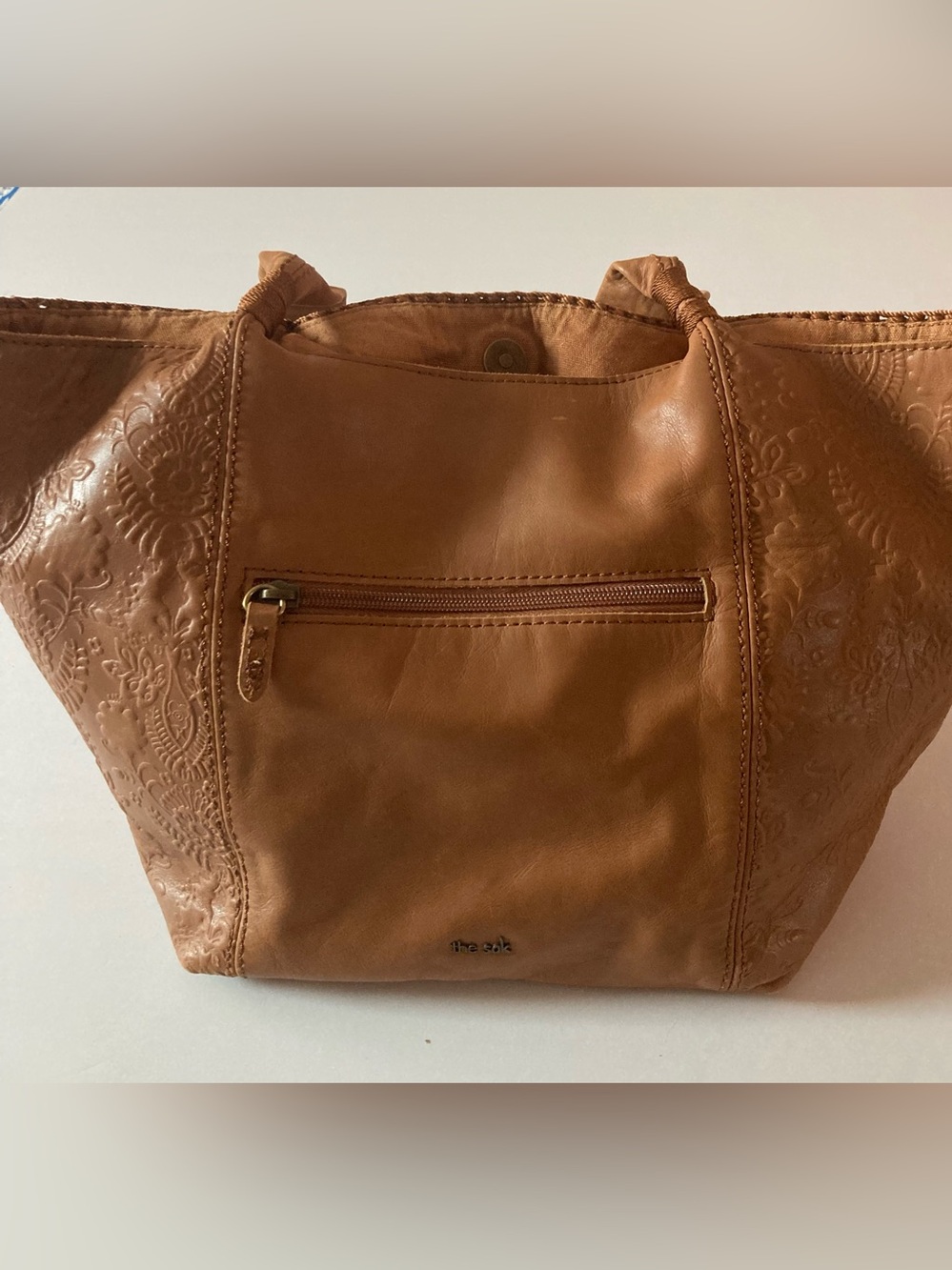 The Sak Tan Embossed Leather Tote Bag - Picture 3 of 16